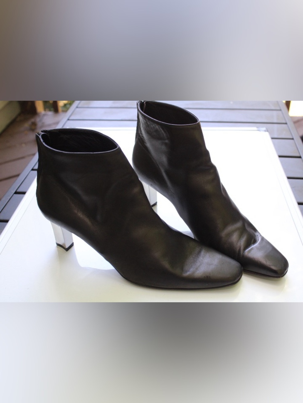 Ralph Lauren mirror heels ankle boots